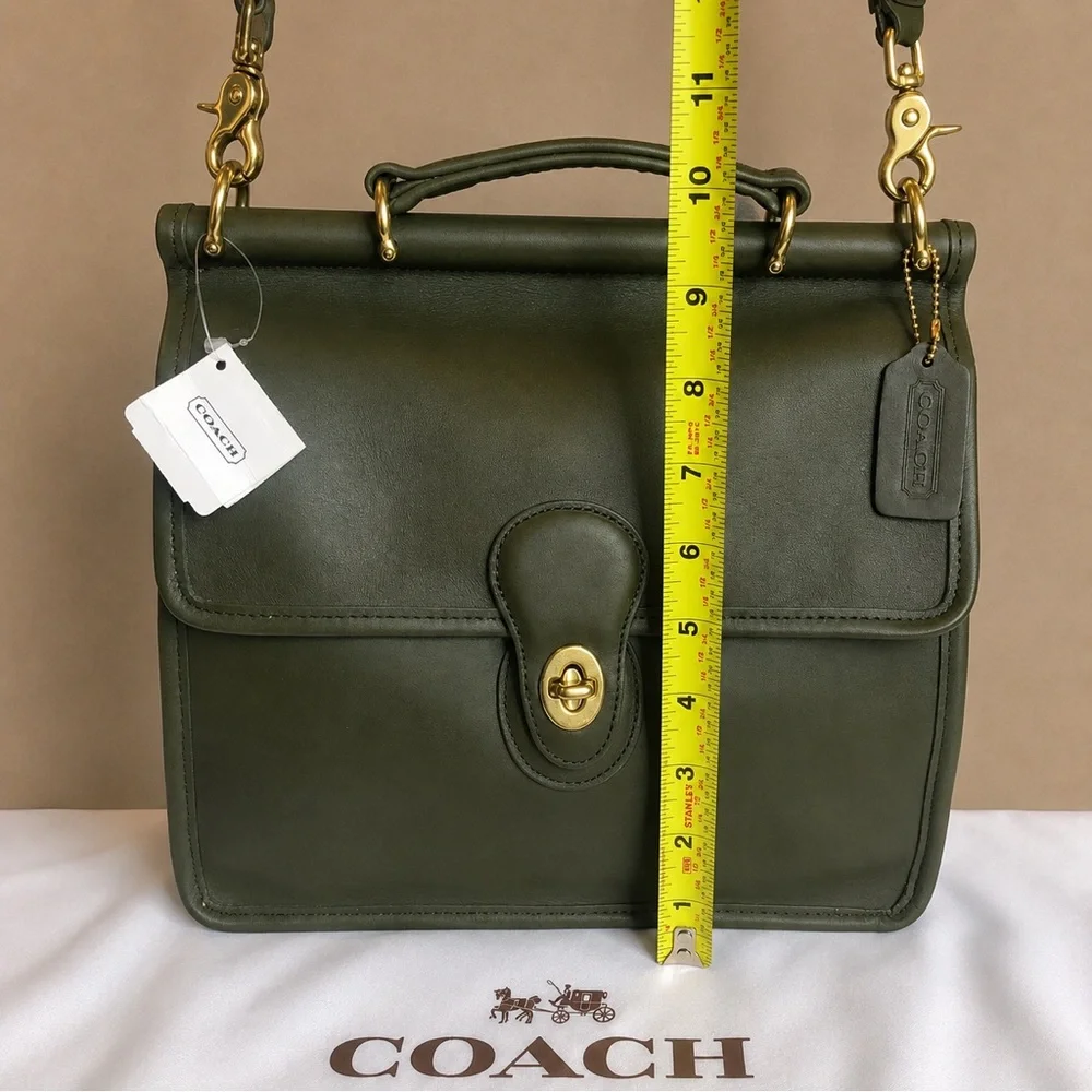 NWT Vintage COACH WILLIS Loden Green Top Handle Turn Lock Satchel 9927 COA